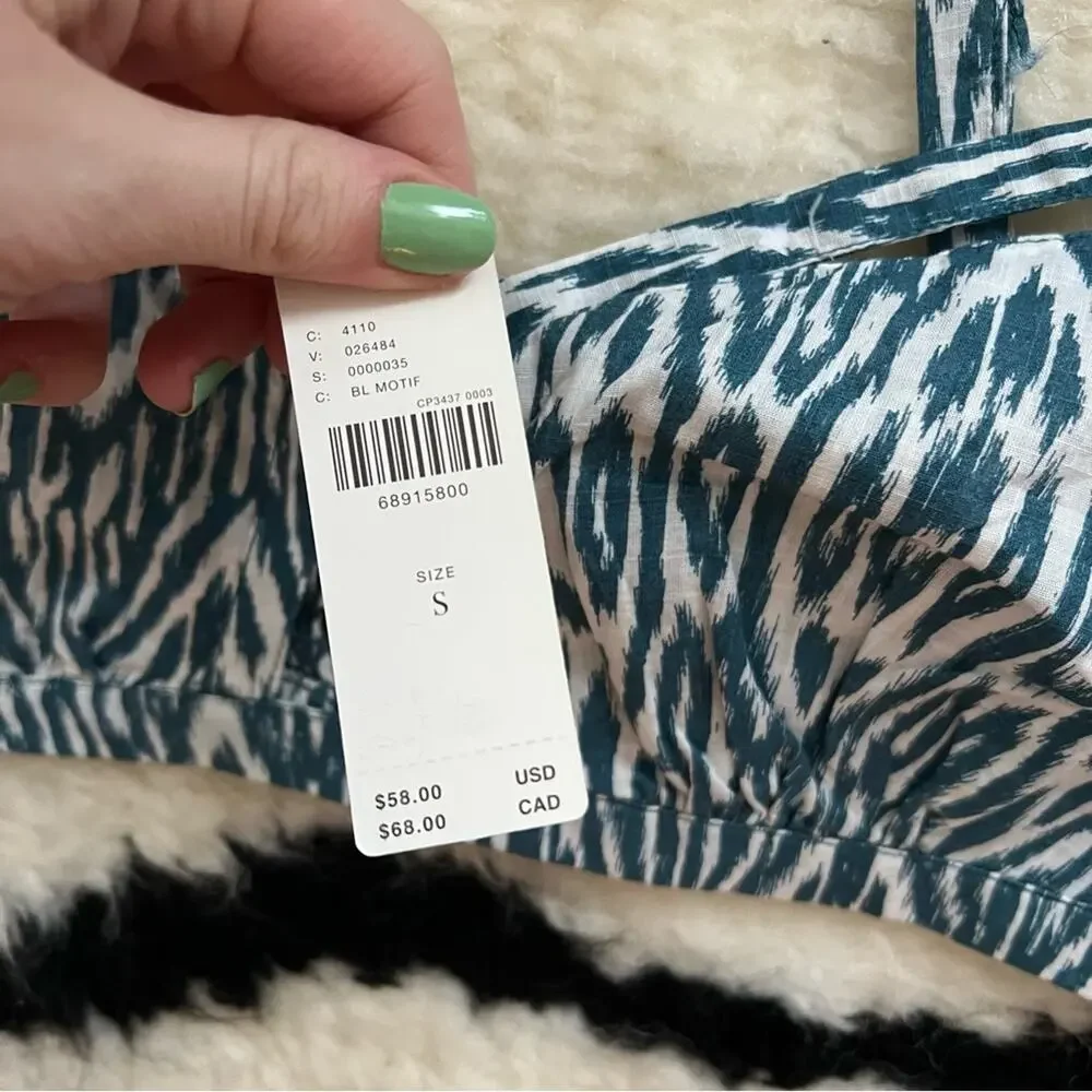 Anthropologie Pilcro Blue & White Printed Bra Top